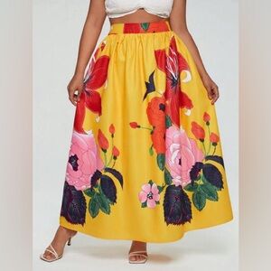 Yellow Floral Maxi Skirt 8/10
